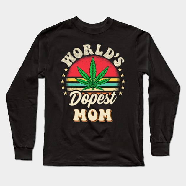 Worlds Dopest Mom Vintage Sunset 420 Family Matching Outfits Long Sleeve T-Shirt by Jayden Forster